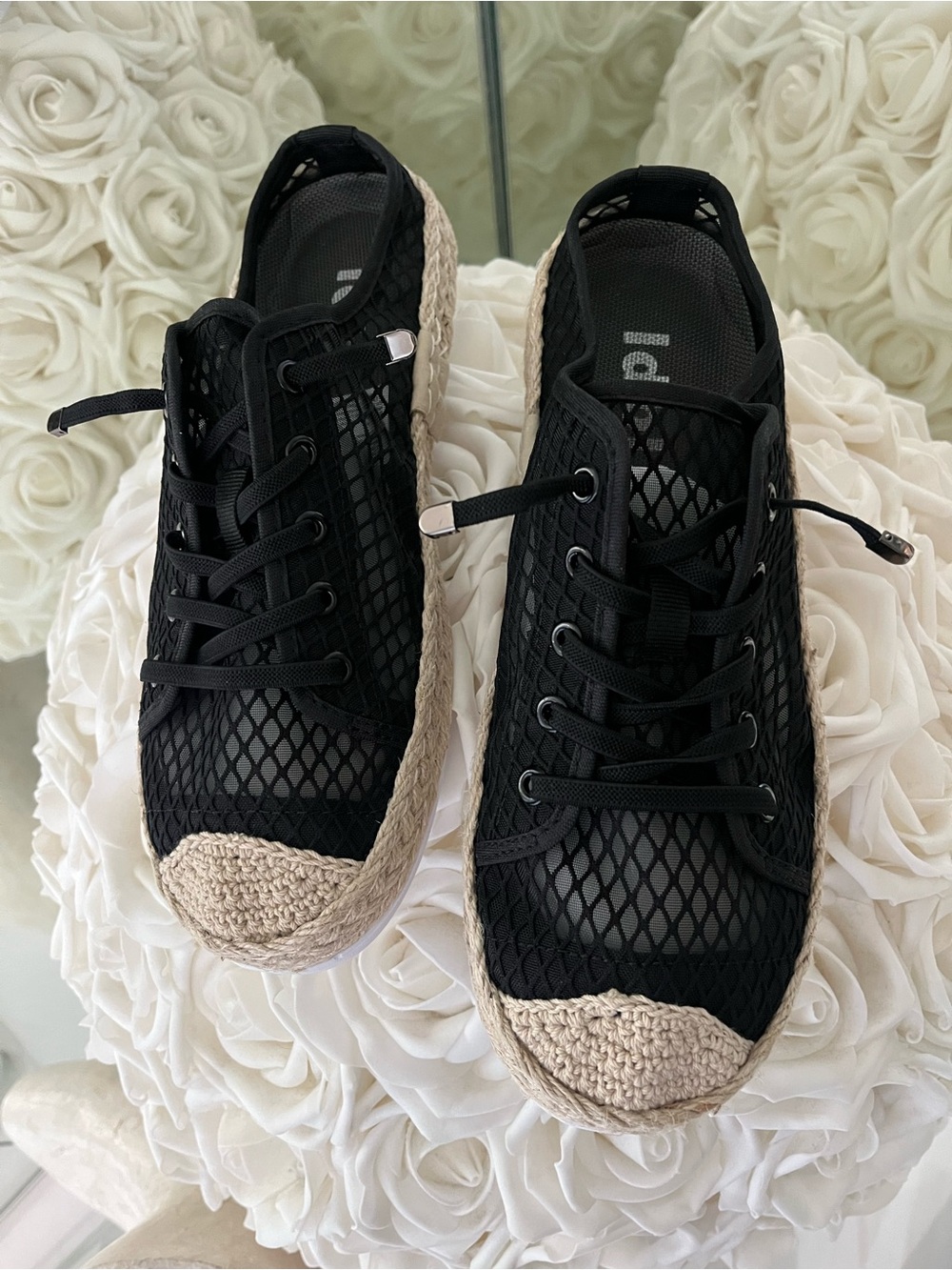 Black Mesh Espadrille Sneaker - Comfortable Casual Women’s Shoe